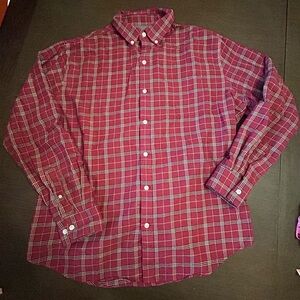 Van Heusen Burgundy Plaid Button Down Shirt